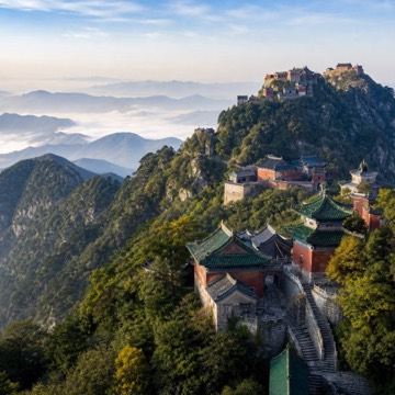 Wudang Mountain Taoist temples on forested ridges in Hubei